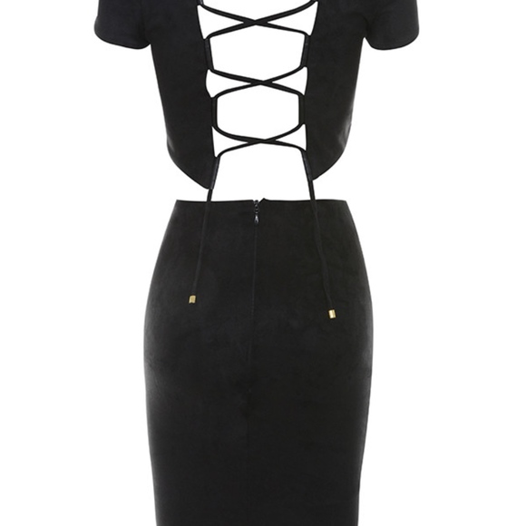 FRANCO' Black Suedette Lace Up Two Piece. - Picture 5 of 8